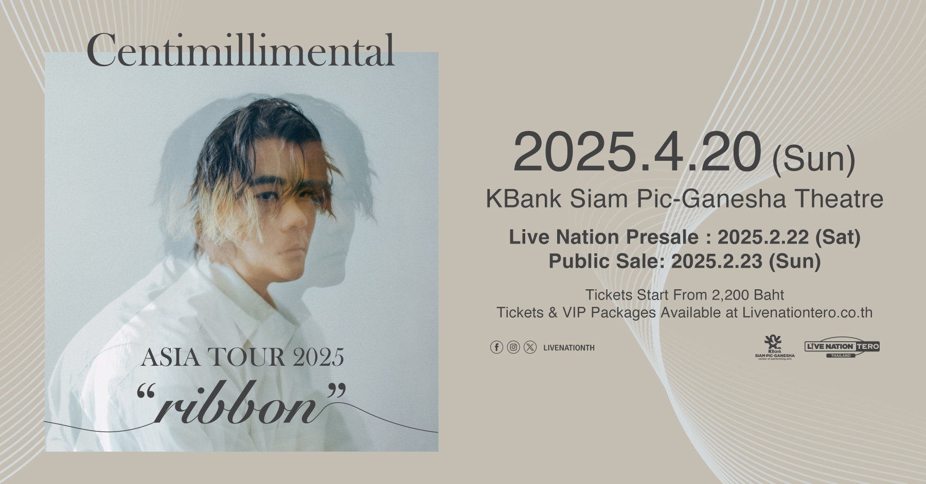 Centimillimental, the artist behind Given's soundtrack is having his first solo concert in Bangkok – Centimillimental ASIA TOUR 2025 "ribbon"!