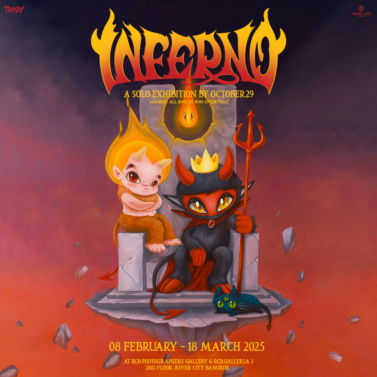 Trendy Gallery, in collaboration with River City Bangkok, proudly presents “INFERNO”, a landmark art exhibition by October29 that marks a daring new chapter in his life—one that no one has ever witnessed before.