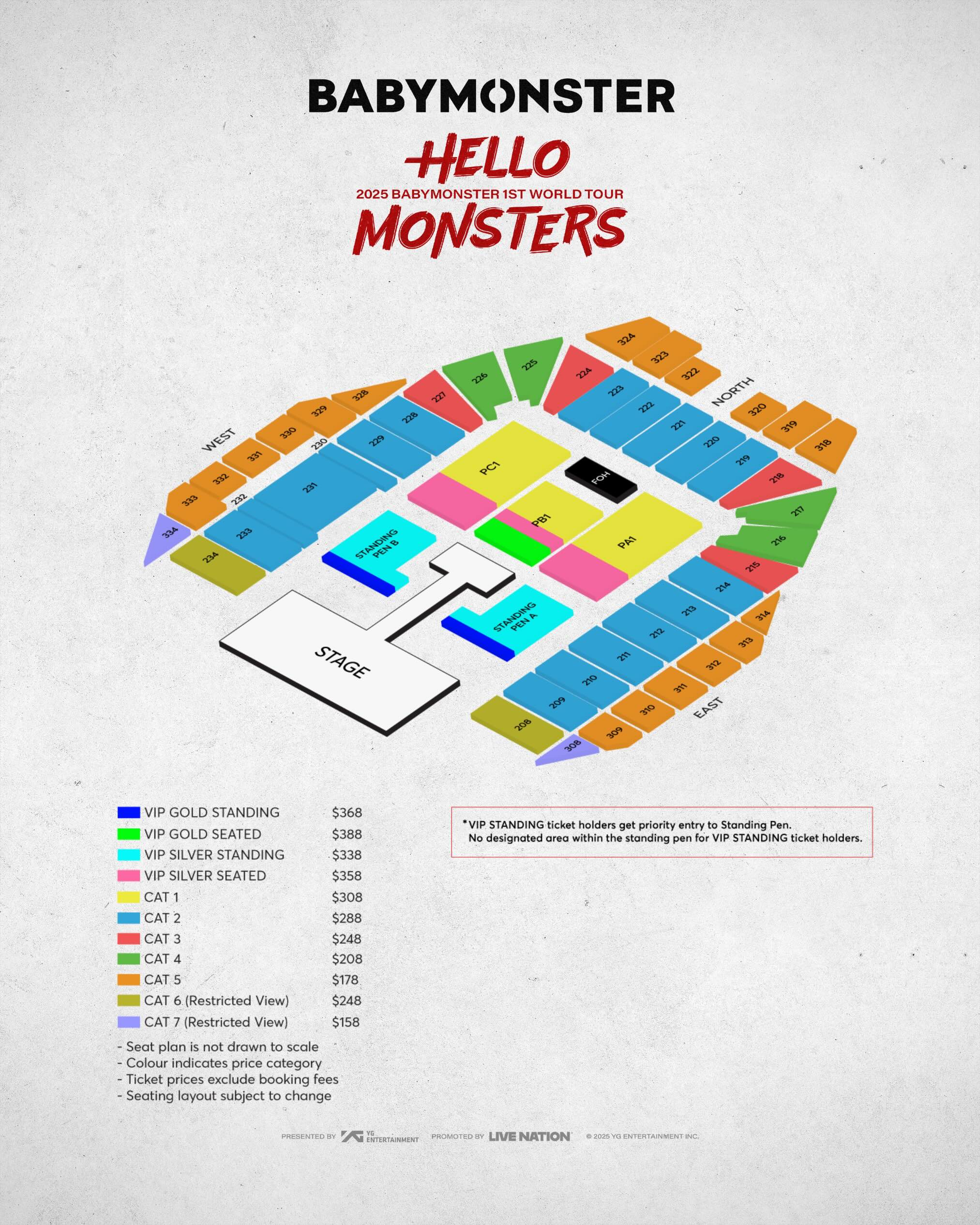 BABYMONSTER Singapore Concert 2025 - Ticket Price, VIP Entitlement, Seatmap