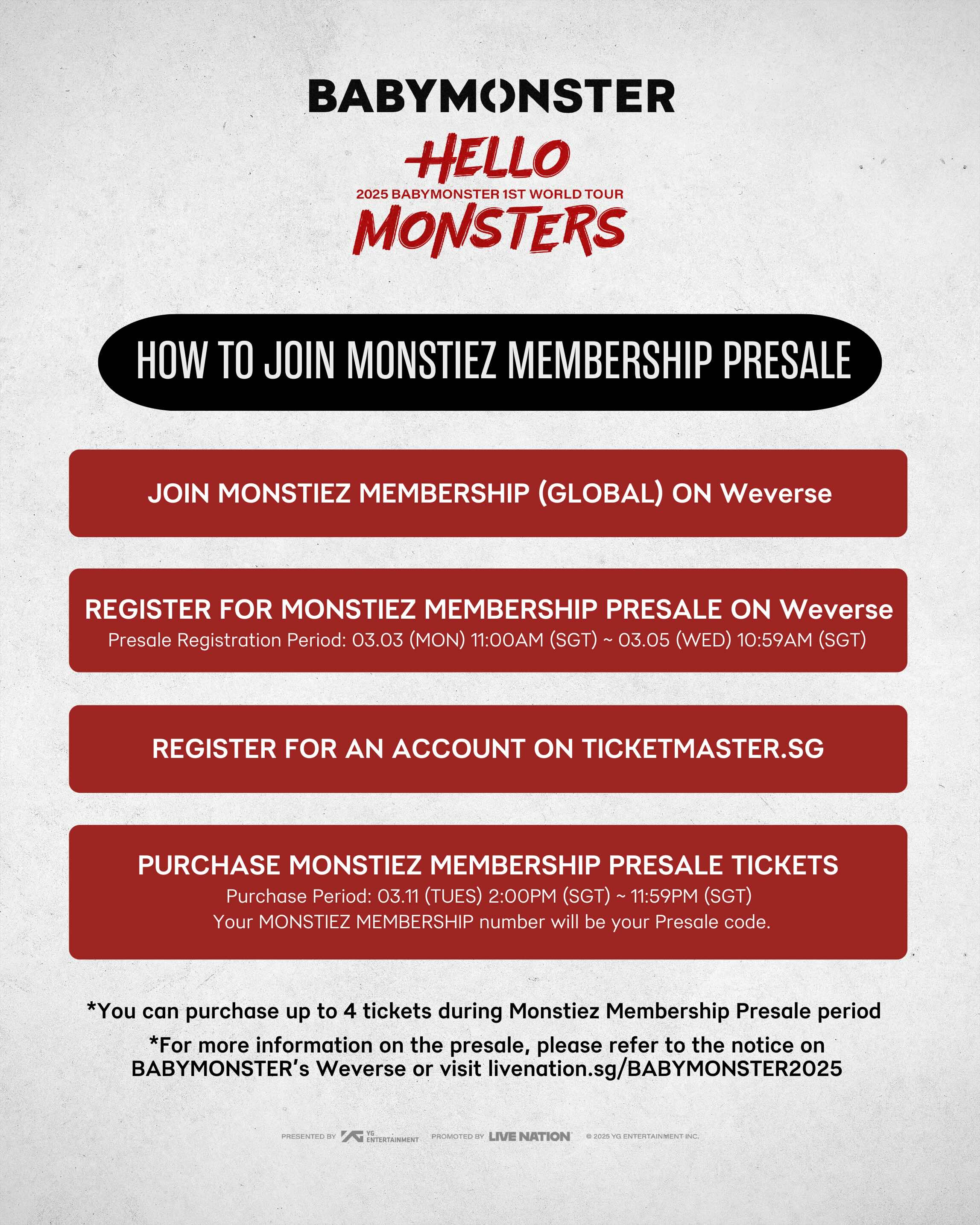 BABYMONSTER Singapore Concert 2025 - How to join MONSTIEZ Membership Presale