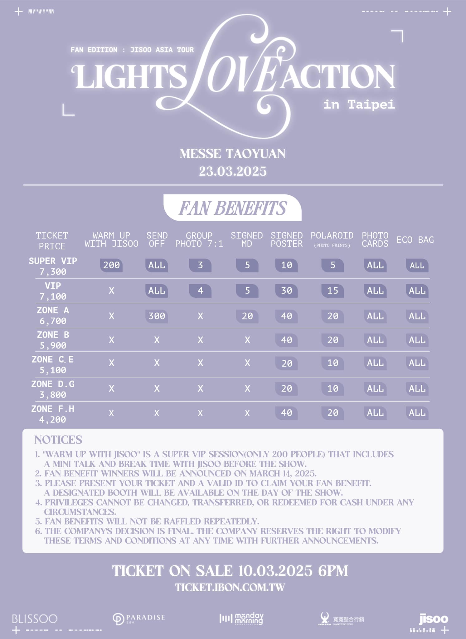 Jisoo Taipei Fan Meeting 2025 Fan Benefits
