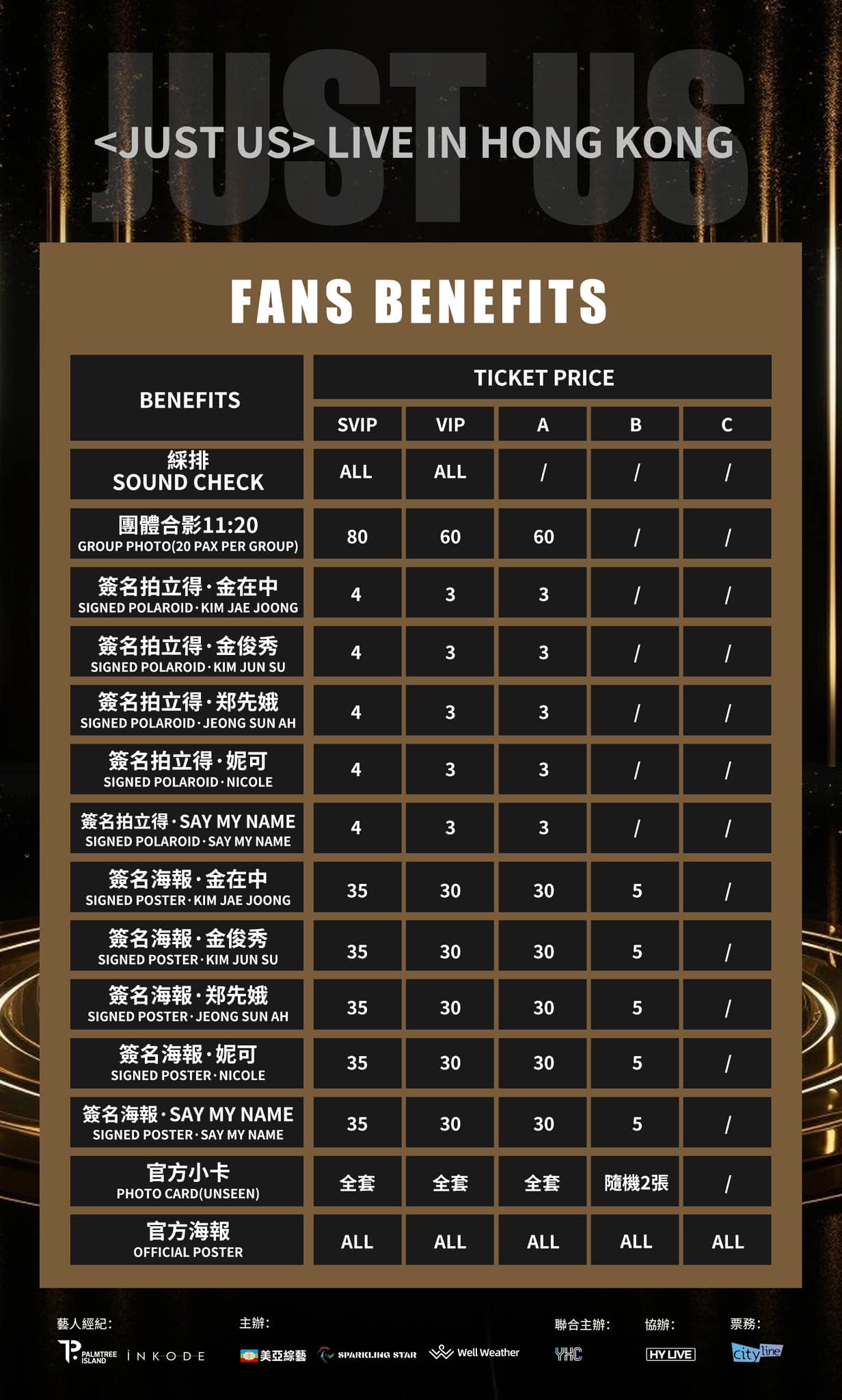 金俊秀 (XIA) & 金在中 & SAY MY NAME 香港演唱会2025粉丝福利
