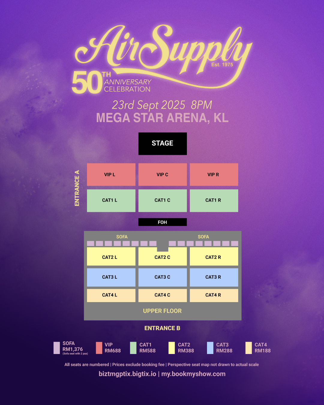 Air Supply 50th Anniversary World Tour in Kuala Lumpur - Seating Plan
