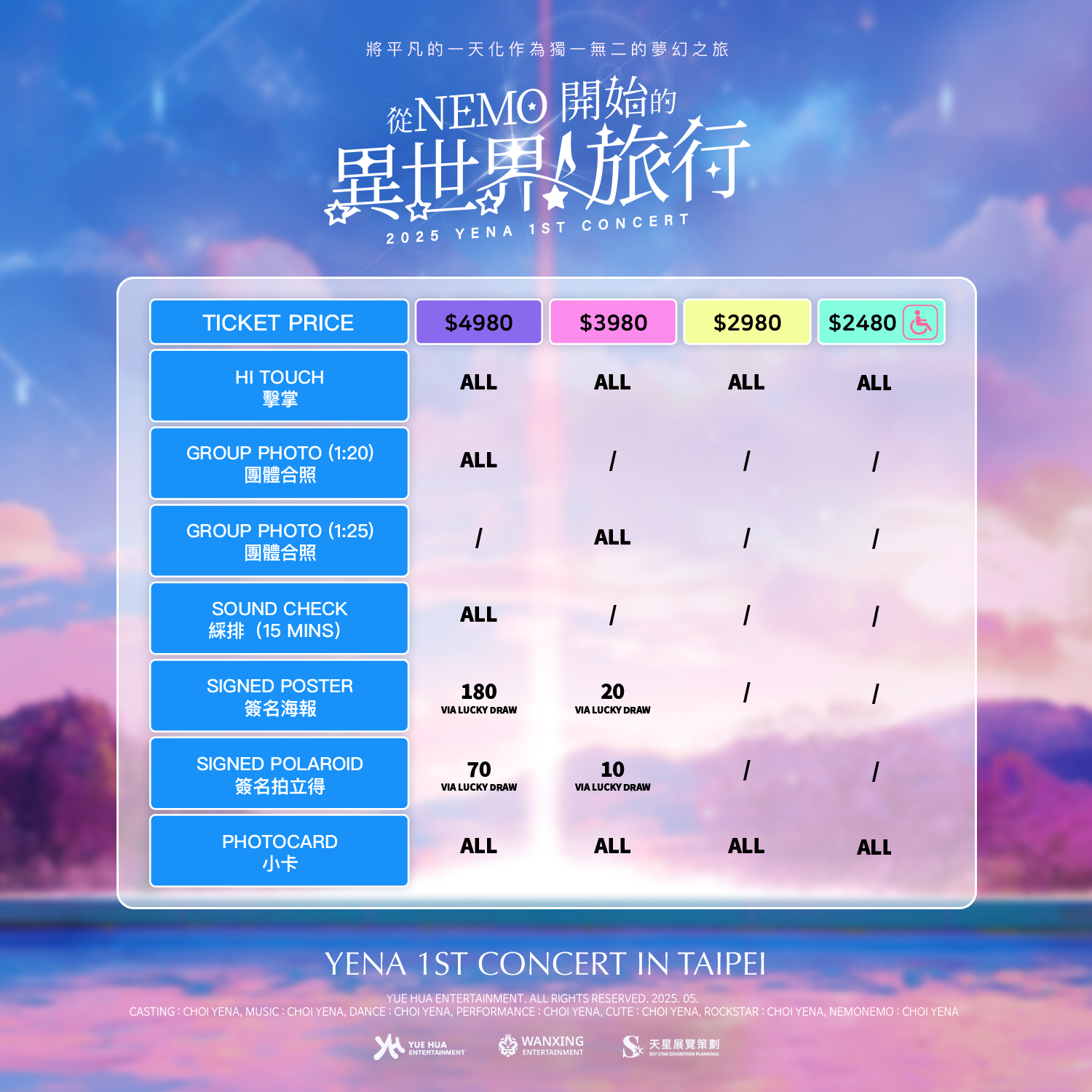 YENA崔叡娜台北演唱會2025粉絲福利