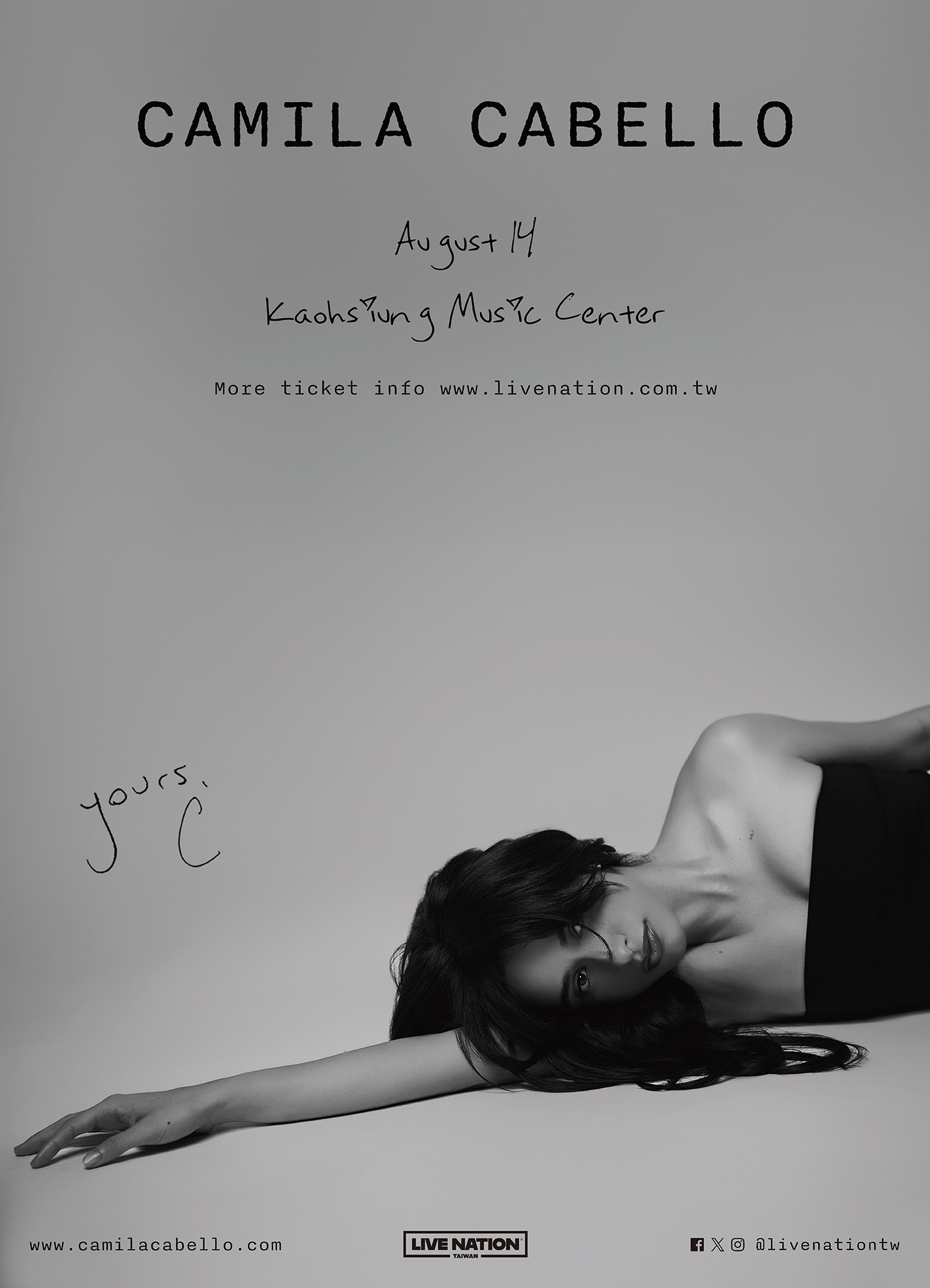 Camila Cabello2025世界巡迴「Camila Cabello Yours, C Tour」首度降臨高雄,8月14日高雄流行音樂中心開唱!