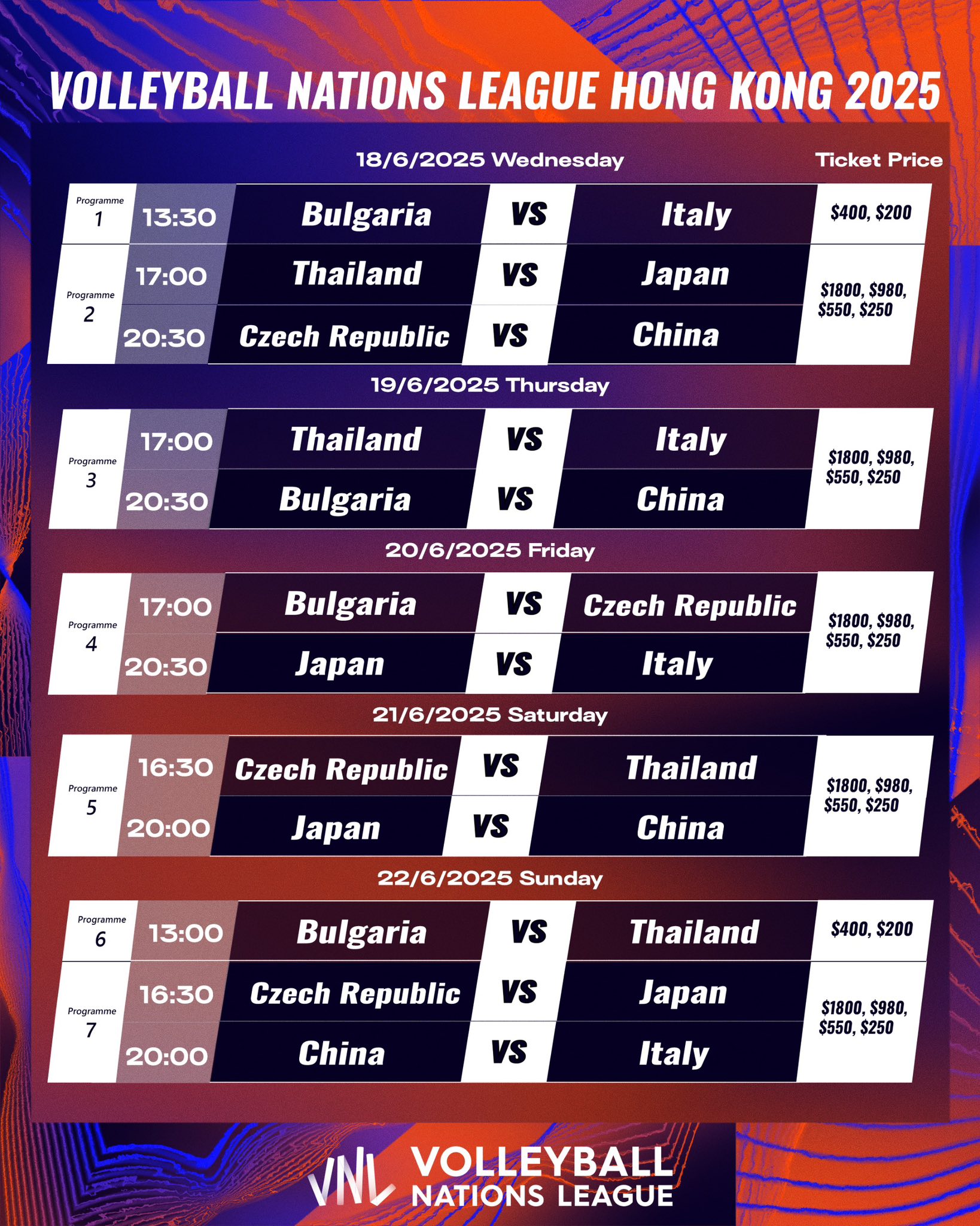 Schedule & Ticket Prices