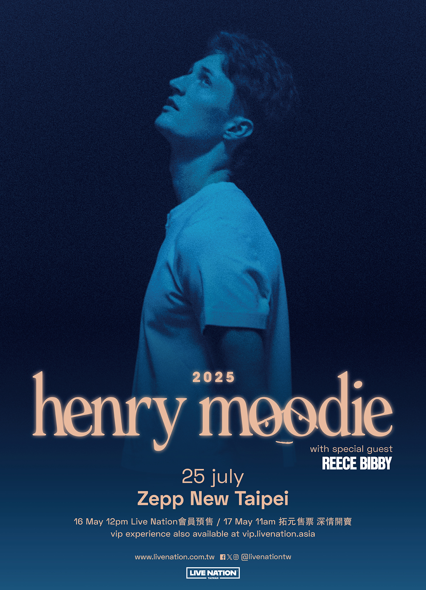 Over 600 million streams worldwide, Henry Moodie is coming to Taipei for the first time ever on 25 July at Zepp New Taipei!