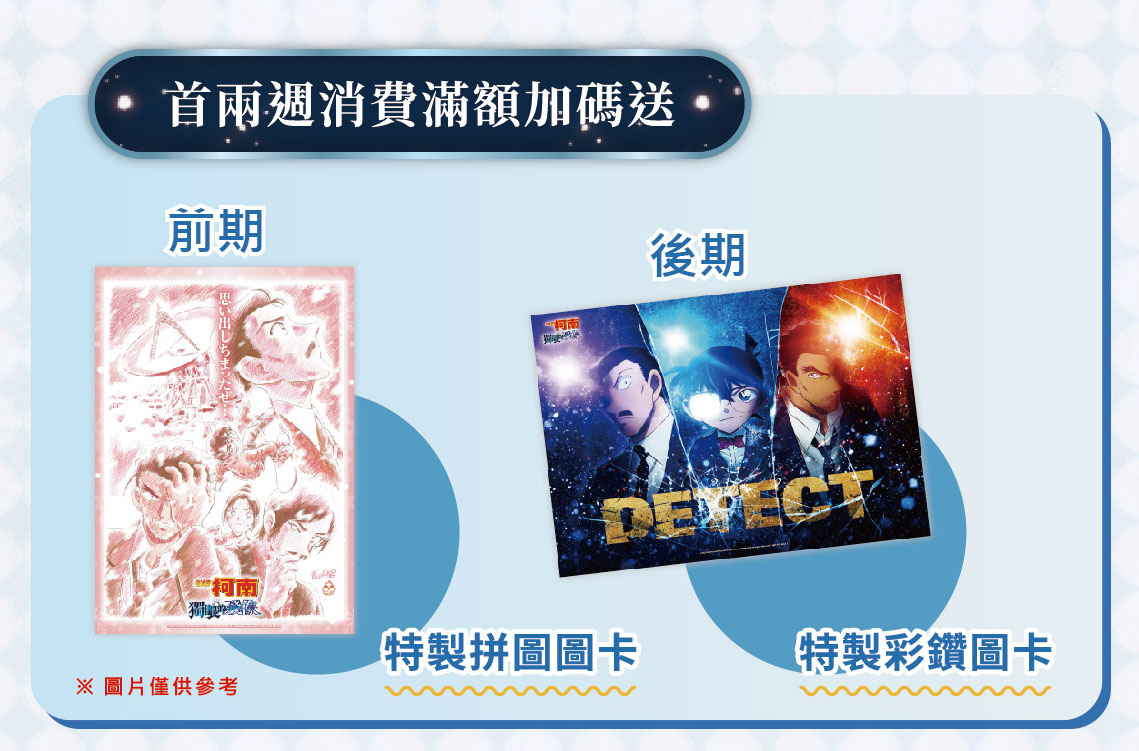 「名偵探柯南 獨眼的殘像 快閃店」首兩週加碼:前期A4特製拼圖圖卡、後期 A4特製彩鑽圖卡