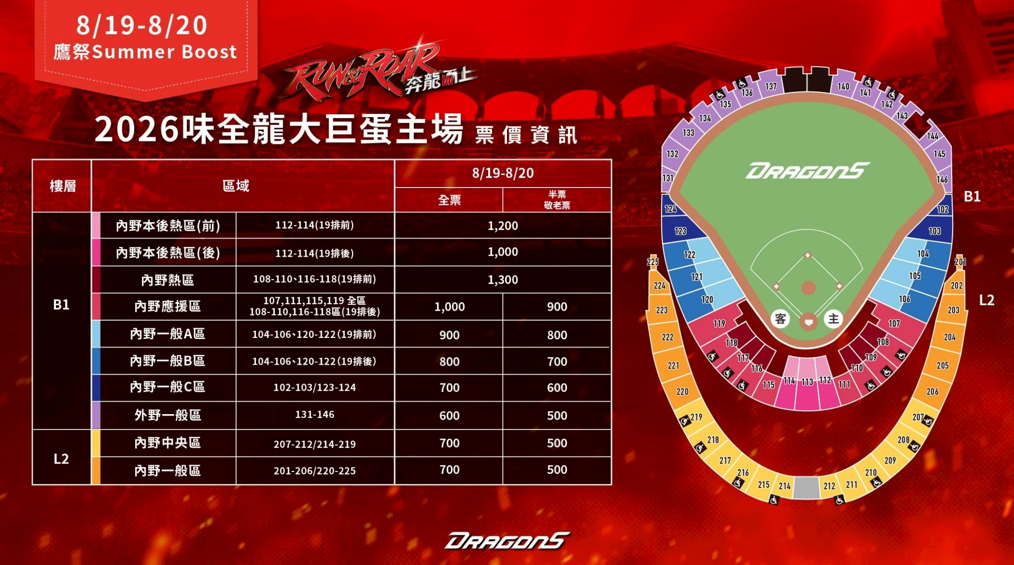 2026下半季票价_0819-0820鹰季Summer Boost