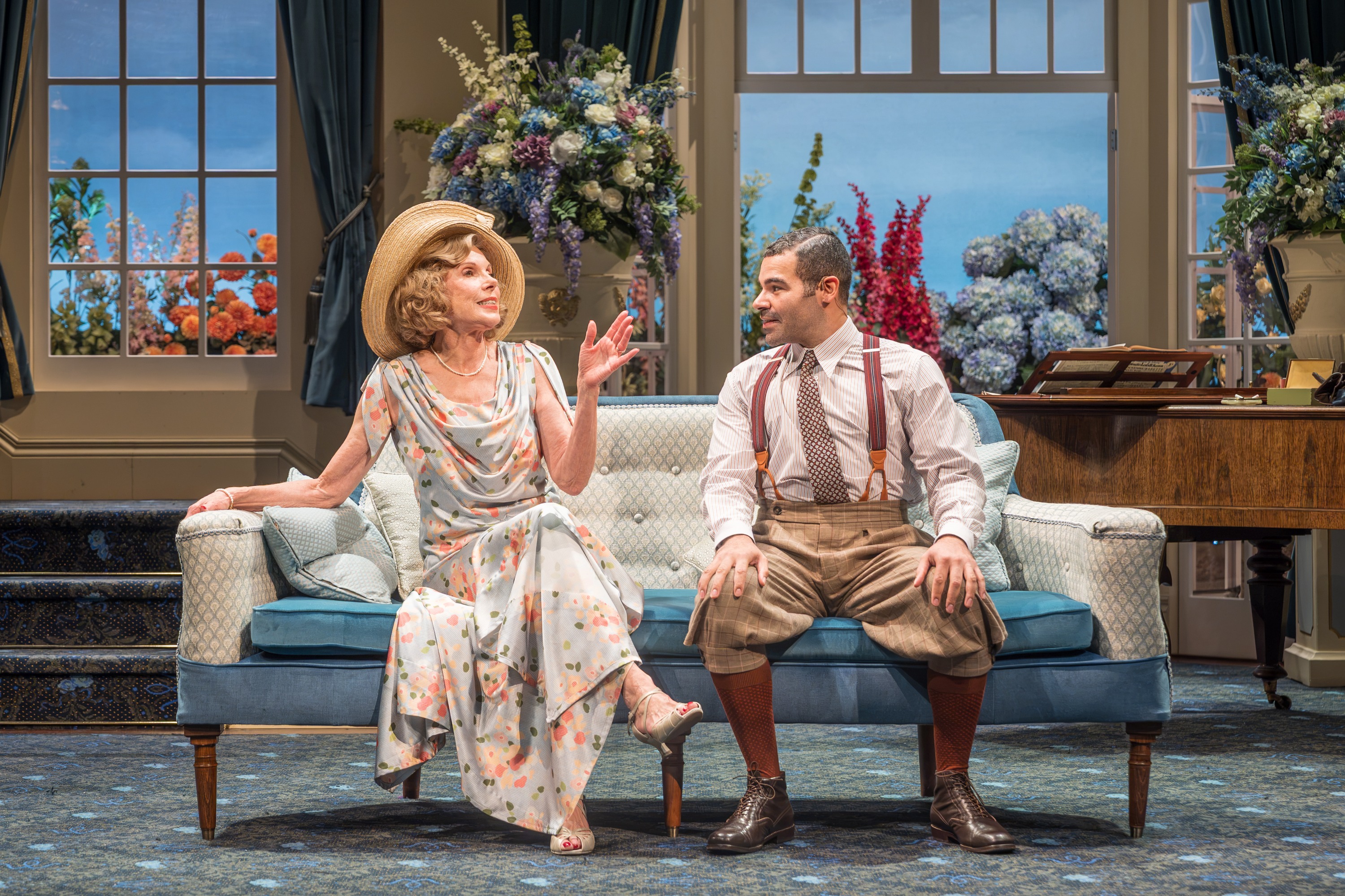 HAY FEVER. Christine Baranski (Judith Bliss) and Ash Hunter (Sandy Tyrell). Photo Marc Brenner