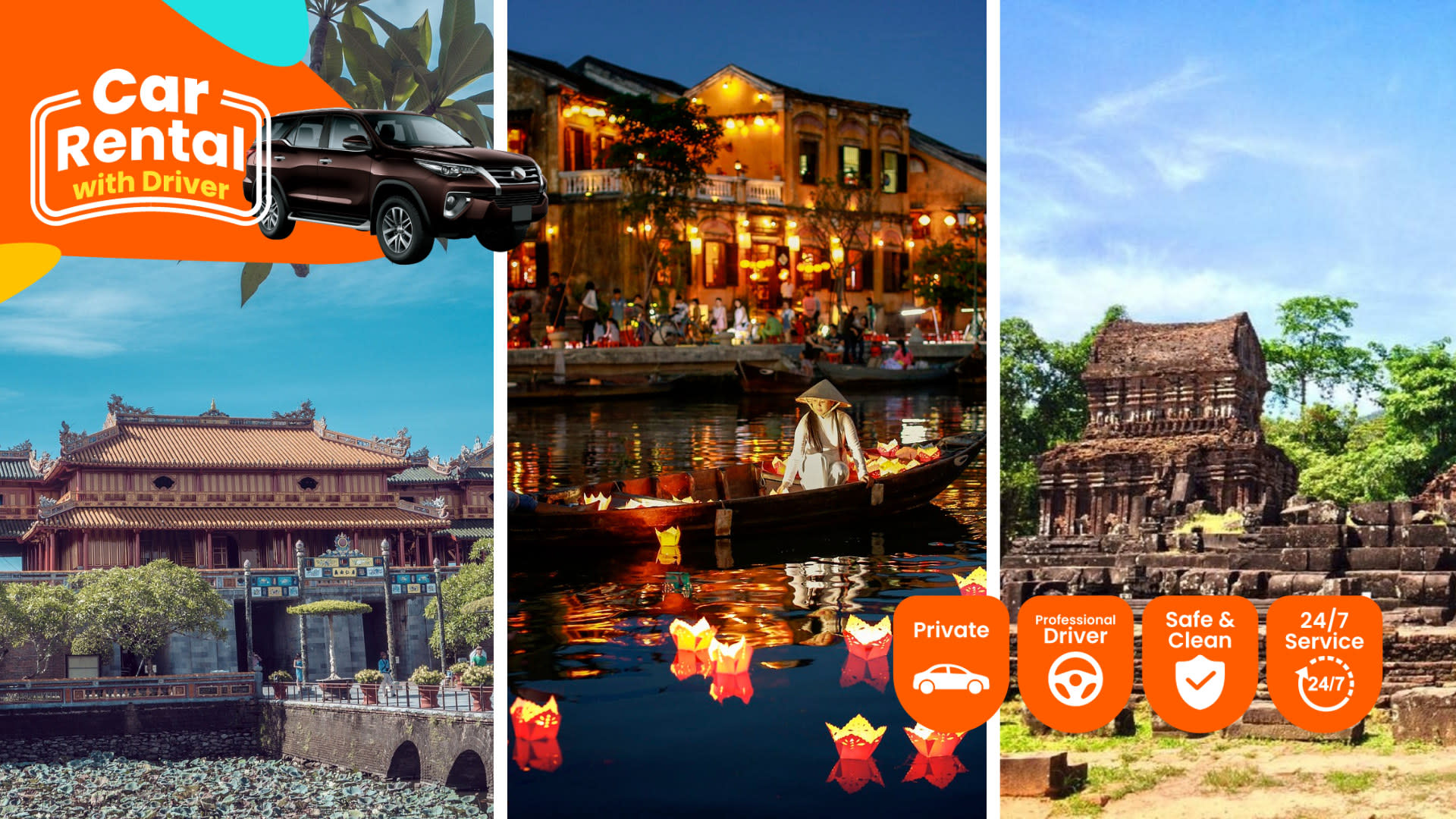 Hoi An Private Transfer to Hue / Ba Na Hills/ Da Nang / My Son - Image 1