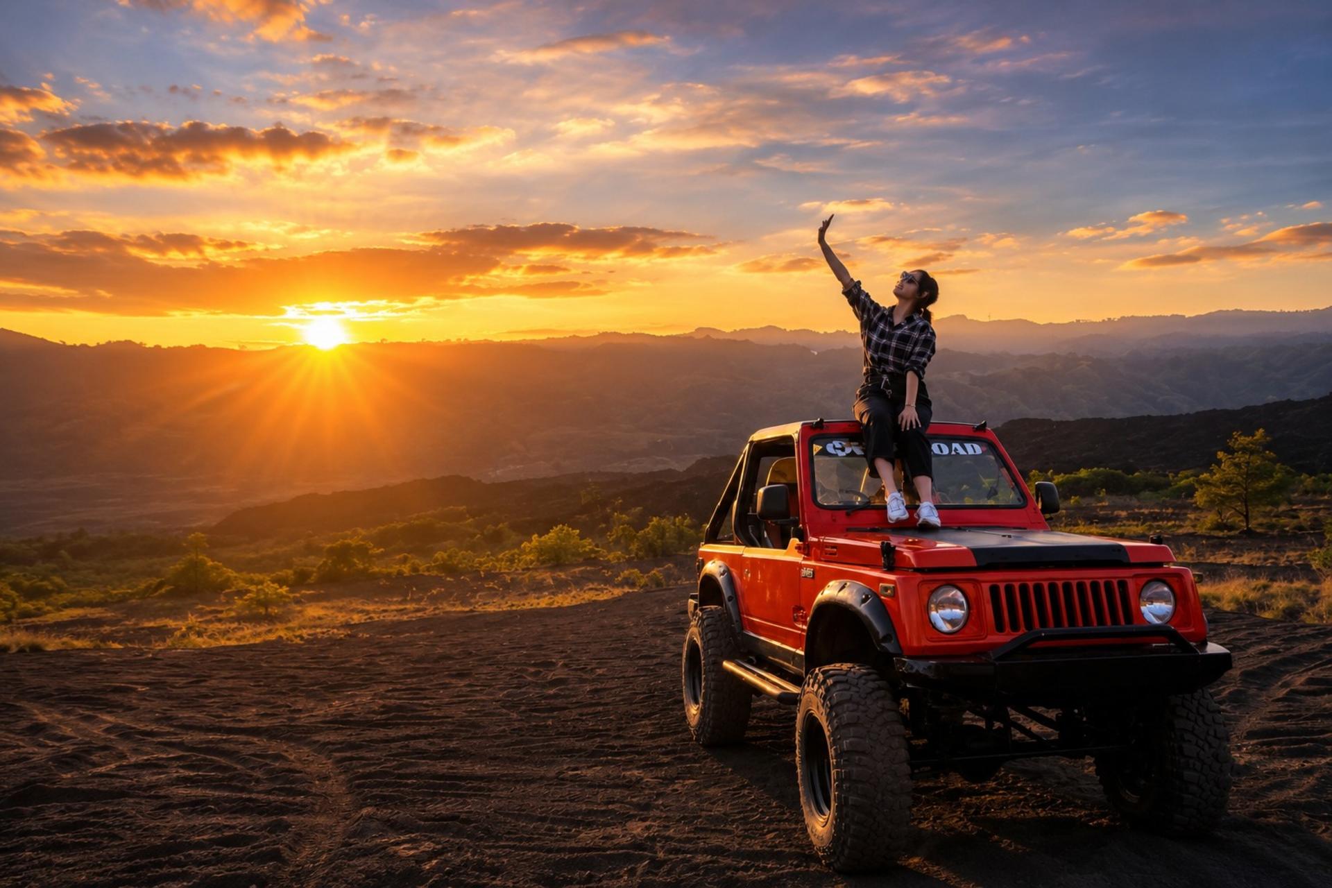 Mount Batur 4WD Jeep Sunset with Photographer and Custom Jeep Color - Thumbnail 2