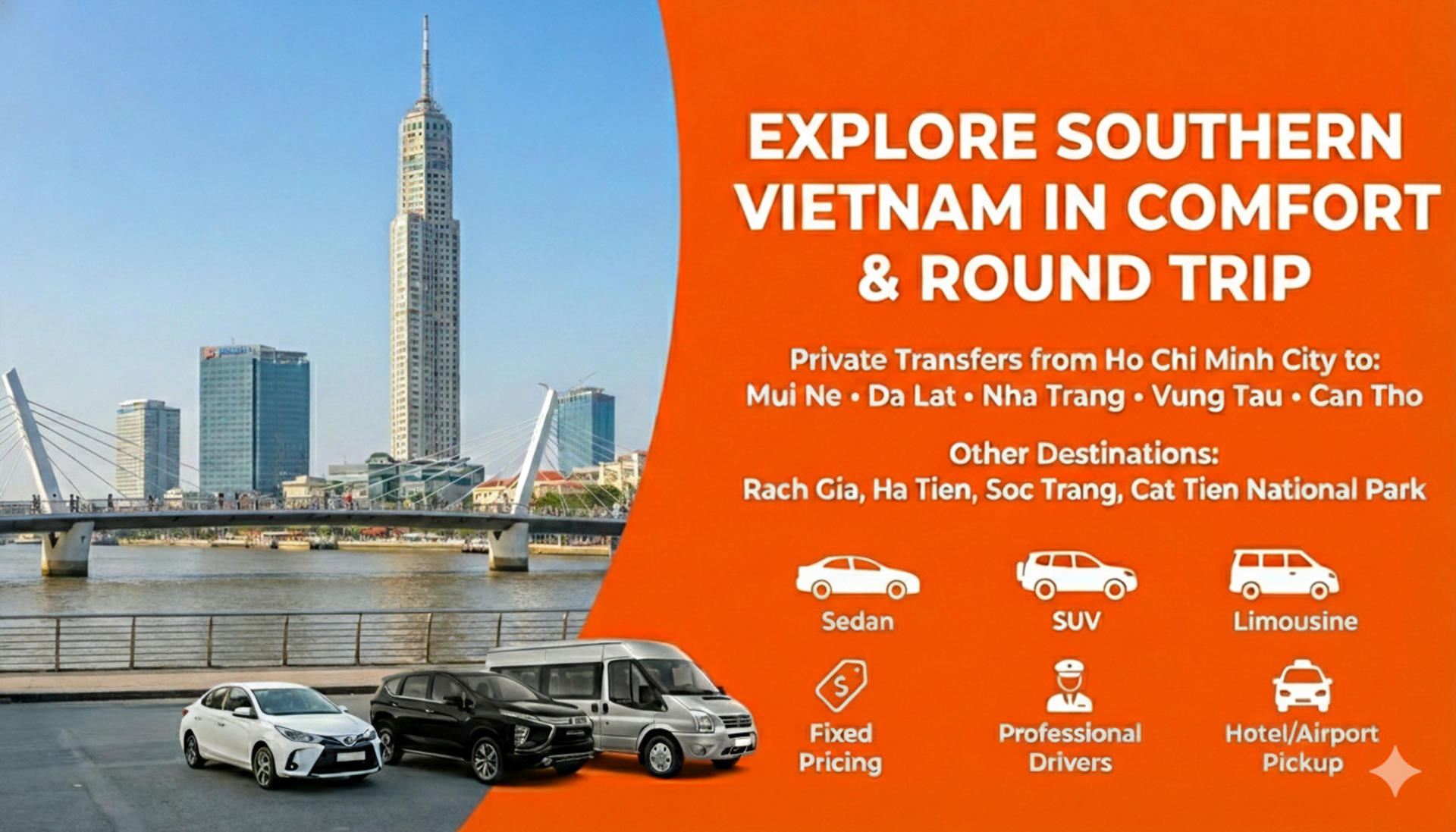 Ho Chi Minh Private Transfer to/from Mui Ne, Nha Trang, Da Lat, Can Tho... & More - Image 1