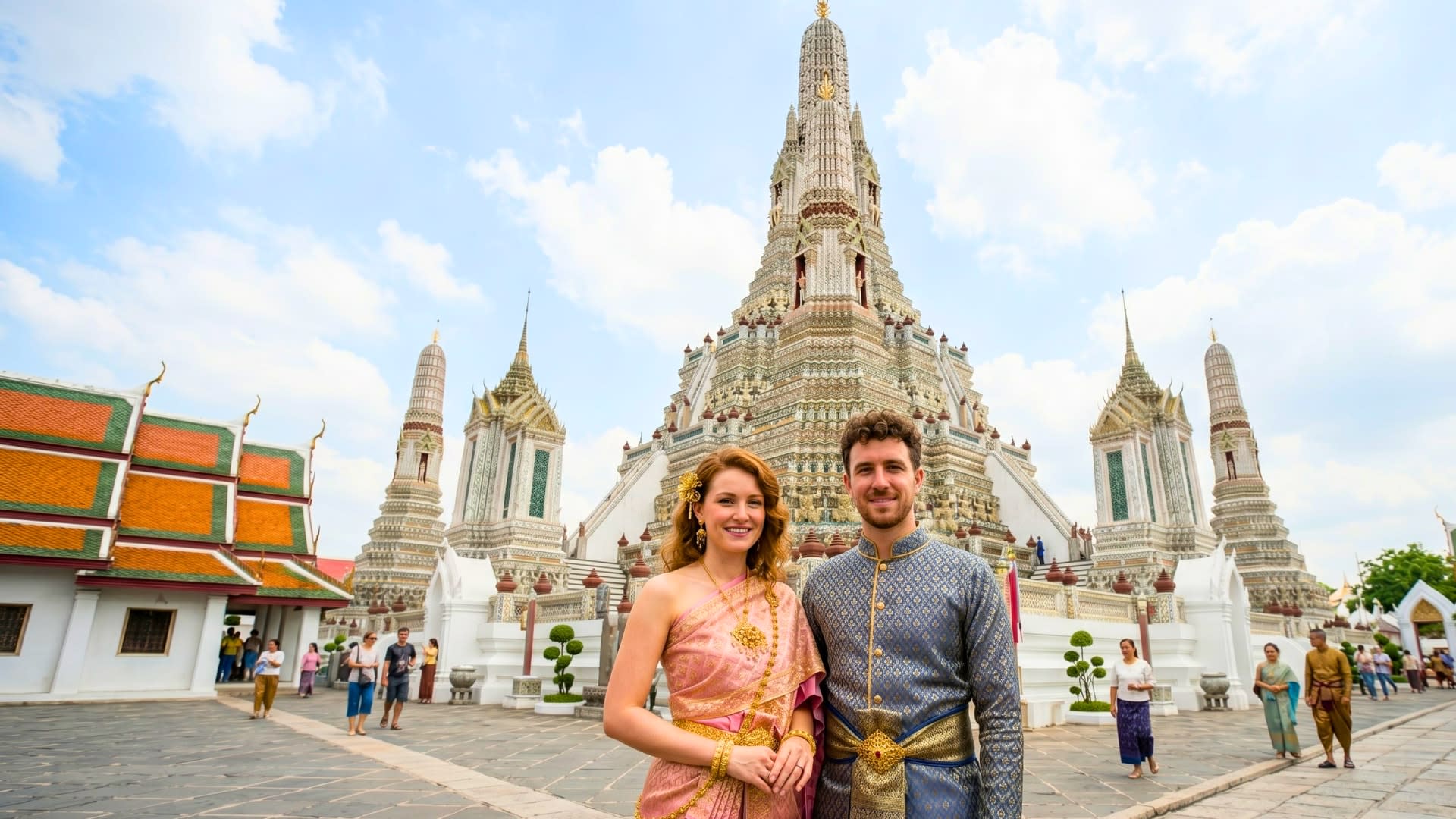 Traditional Thai Costume Rental at Wat Arun in Bangkok - Thumbnail 4