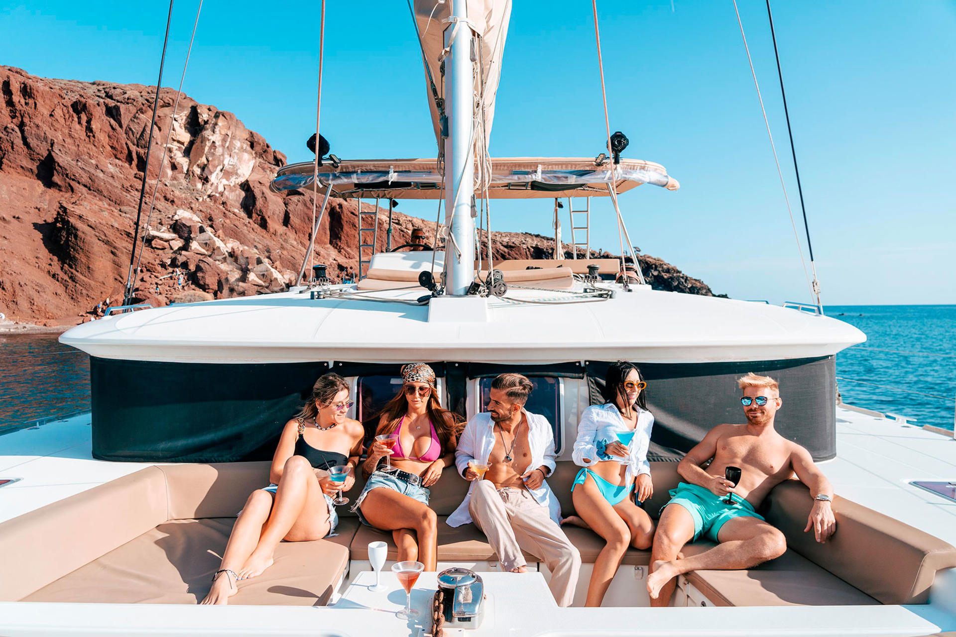 Luxury Santorini Catamaran Cruise: Lunch, BBQ, Drinks & Transfers - Thumbnail 7