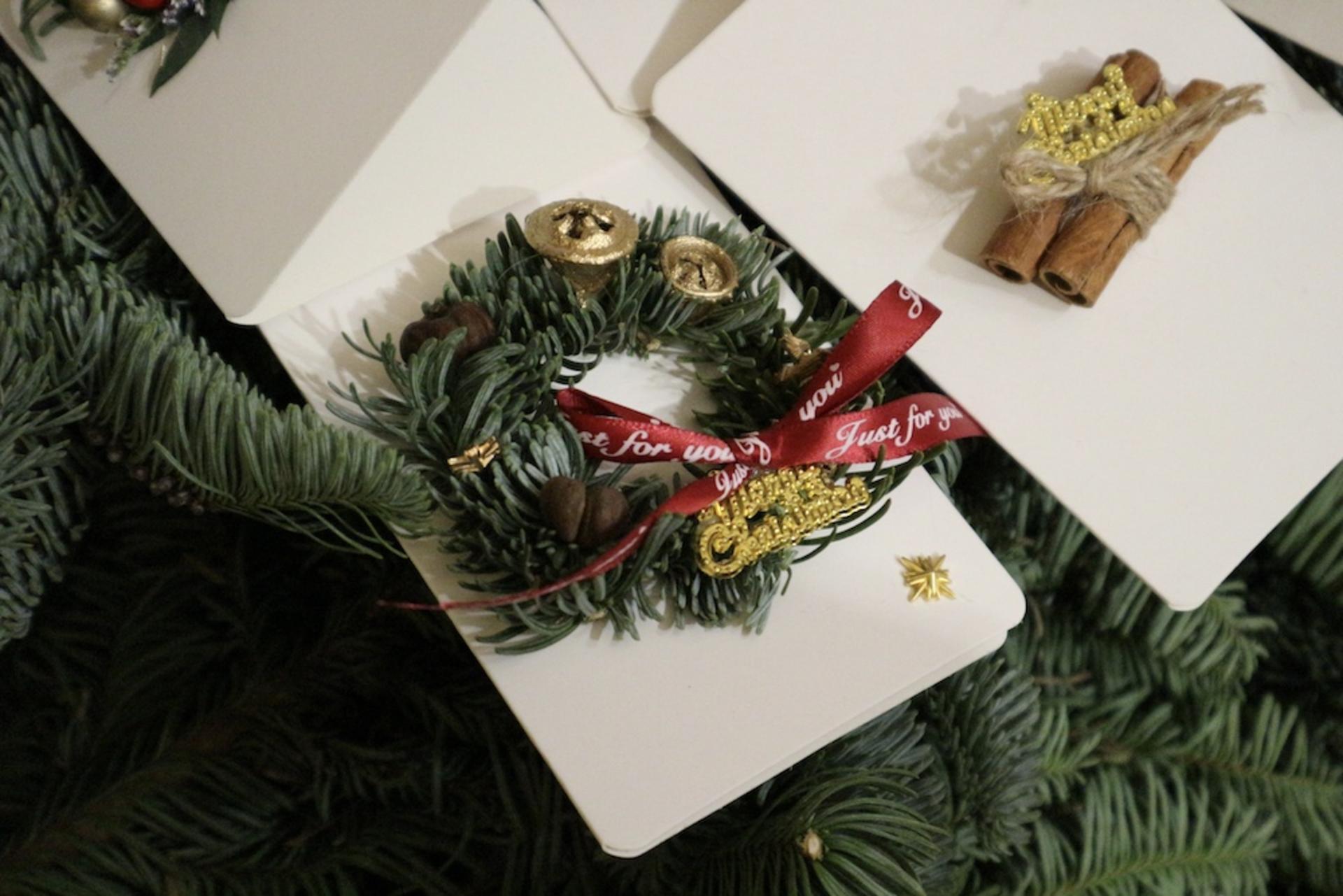 Myosotis Flower Christmas Pine Dried Flower Card Workshop - Thumbnail 4