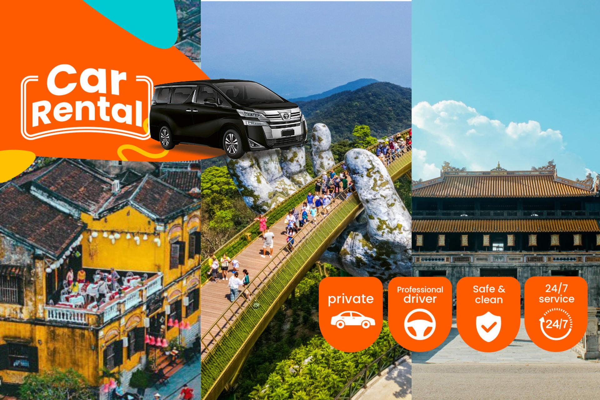 Da Nang Private Transfer to Ba Na Hills/ Hoi An/ Hue / Vinwonder Nam Hoi An / Than Tai Mountain / Mikazuki Resort - Image 1