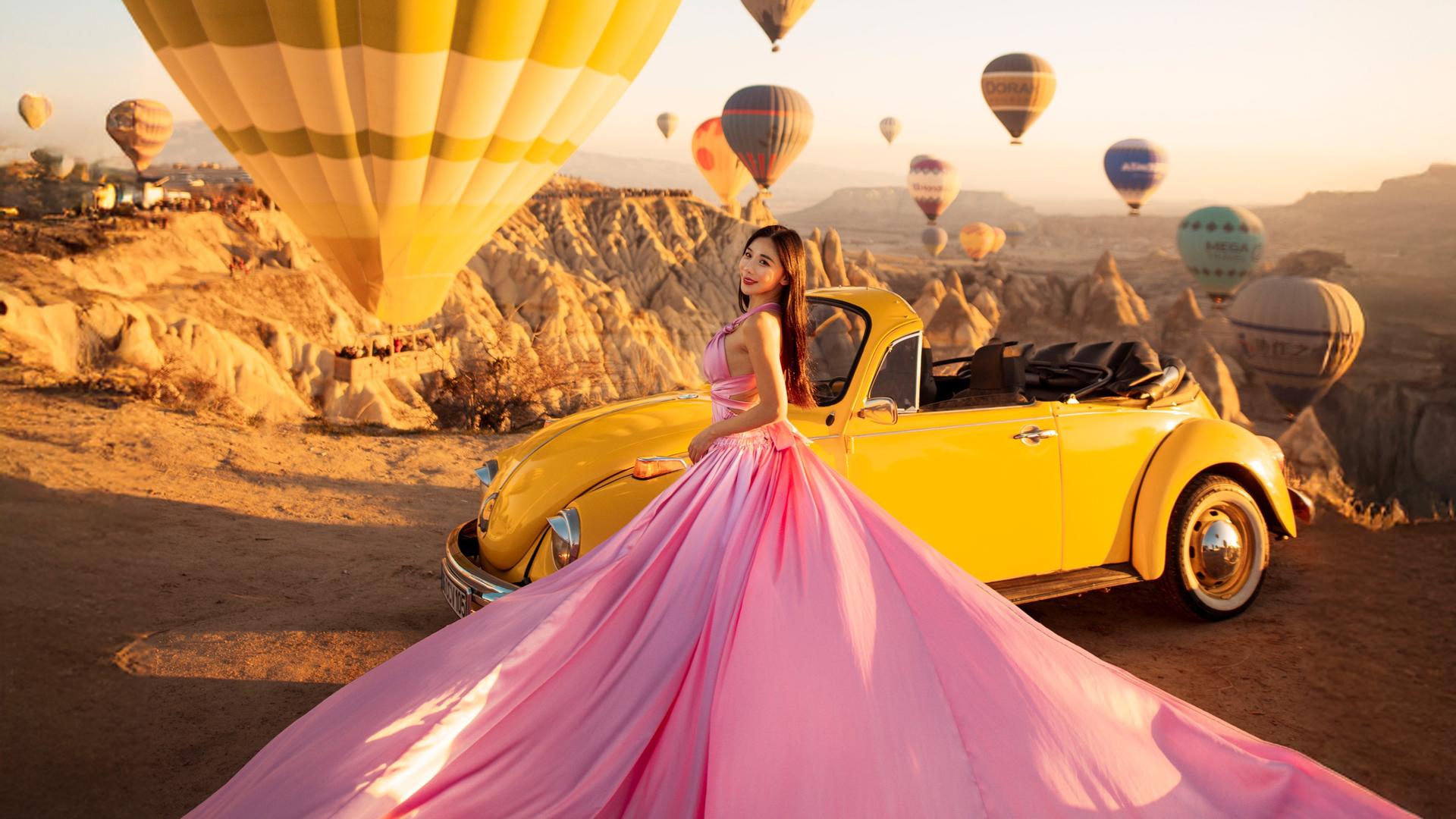 Professional shoot with classic car & flying dress in Cappadocia - Thumbnail 61