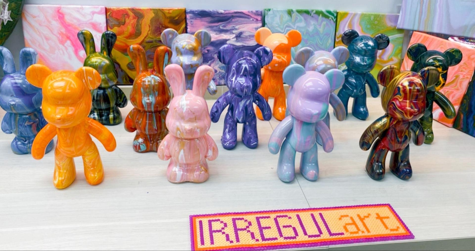 IRREGULart - Fluid Art Workshop | Fluid Art Bear | Fluid Art Rabbit | Fluid Art Wall Clock | Fluid Painting | Tsim Sha Tsui - Image 1