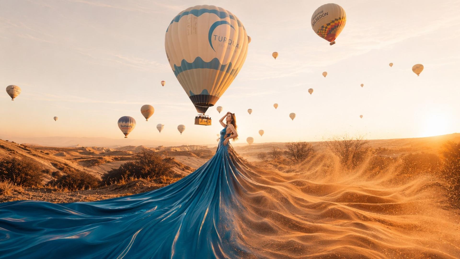 Professional photoshoot with flying dress in Cappadocia - Image 1