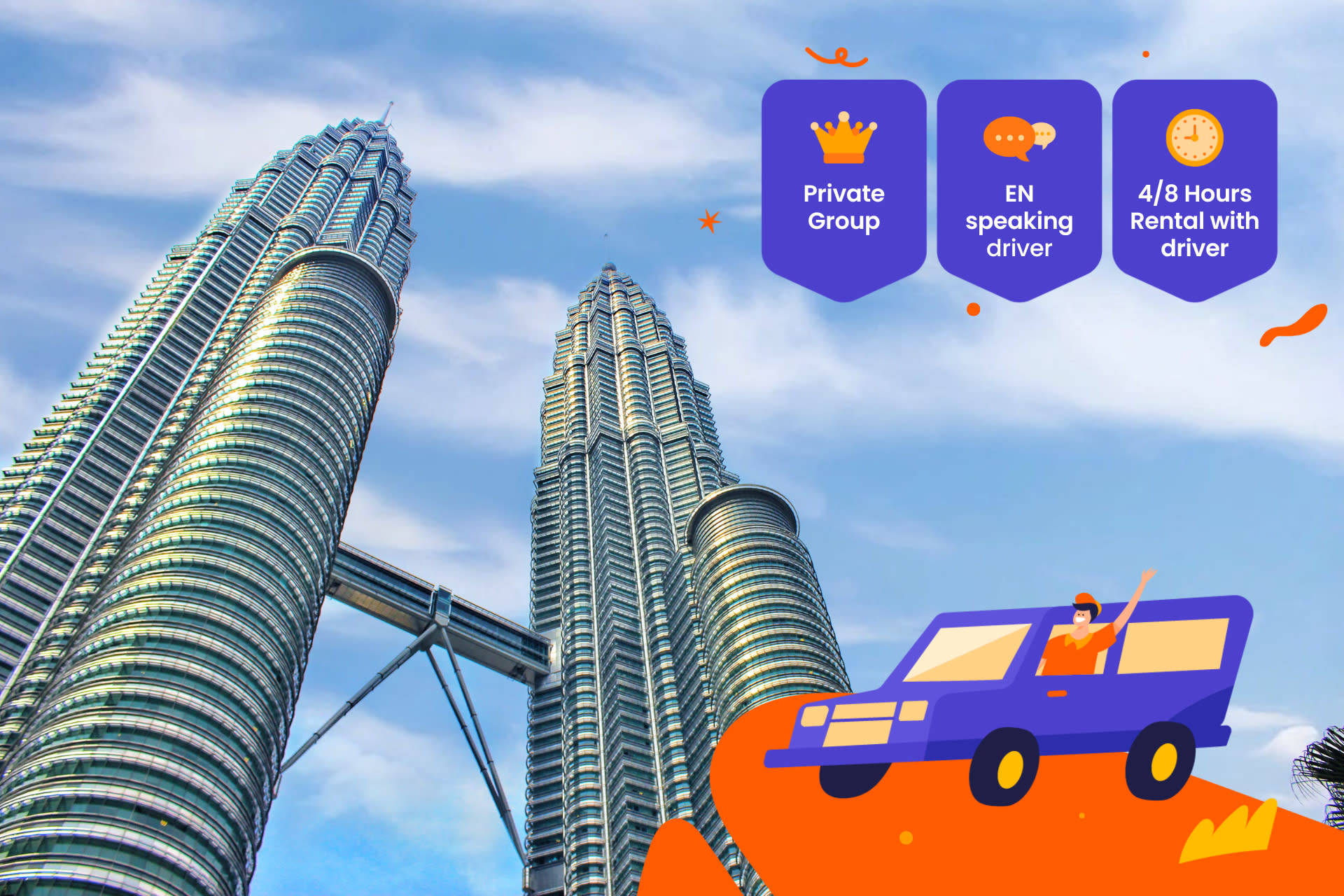 Kuala Lumpur Car Rental with Driver to Petronas Twin Tower and more - Image 1