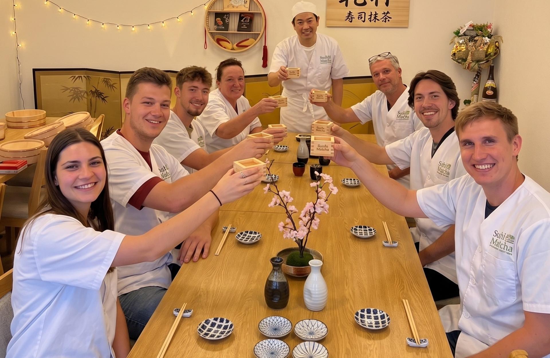 Asakusa Tokyo Sushi Making Class: Sake Barrel Toast & Whisk Matcha  - Thumbnail 4