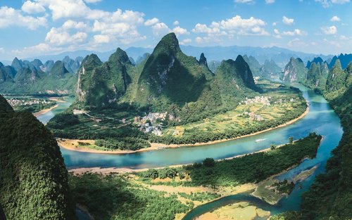 Crucero Tres Estrellas por el río Lijiang en Guilin, Cueva de la Flauta de Caña, Elephant Tr