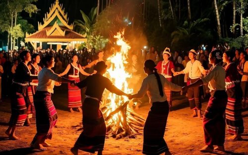 ম্যানটিং পার্ক ফায়ার পার্টি (শিসুয়াংবান্না "ল্যানকাং নদী-মেকং নদী" গান ও নাচের ফায়ার পার্টি)