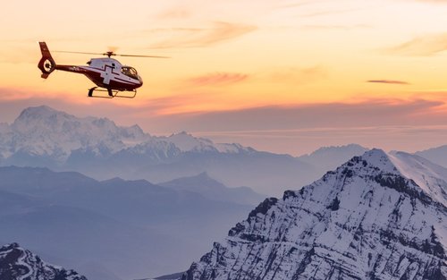 Helicopter flight over Lake Lucerne with dessert at Villa Honegg