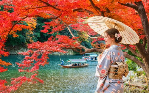 [Kyoto & Nara Day Tour] Sagano Scenic Railway & Nara Park & Fushimi Inari Taisha Thousand Torii Gates & Togetsukyo Bridge & Bamboo Grove & Kimono Forest (Departing from Osaka)