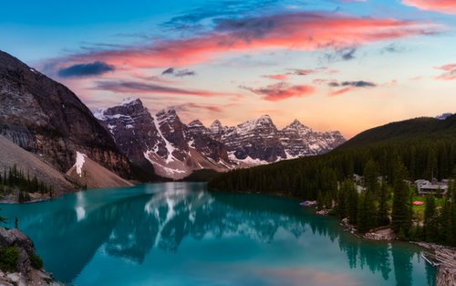 मोरेन झील पर सूर्यास्त और Banff राष्ट्रीय उद्यान में तारों को देखने का दौरा
