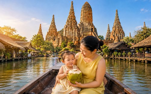 Visite d'une journée à Ayutthaya Wat Mahathat et au marché flottant