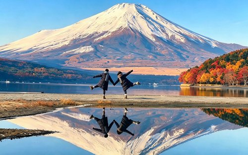 [Mount Fuji 6 Major Photo Spots Check-in + Flower Viewing] Lake Yamanakako for Mount Fuji Reflection & Nikawa Clock Shop & Lawson Convenience Store & Arakurayama Sengen Park & Lake Kawaguchiko | Departure from Tokyo