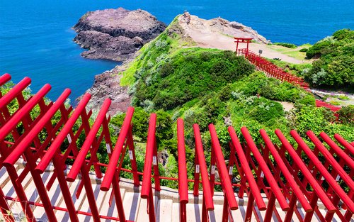 Kyushu Red Torii Gate & Night View Day Trip: Karato Market + Motonosumi Shrine + Sarakurayama Night View Cable Car (Departing from Fukuoka)