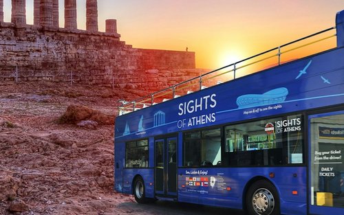 Hop-on hop-off bus with Cape Sounion sunset tour in Athens