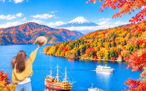 富士山·箱根｜蘆之湖水上鳥居·山中湖·大涌谷「水陸空」探索之旅（贈箱根空中纜車）｜東京/新宿出發