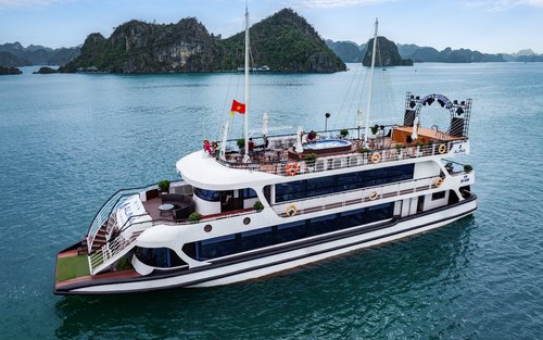 Crociera giornaliera Alina: Tour della baia di Ha Long con Sung Sot e Ti Top