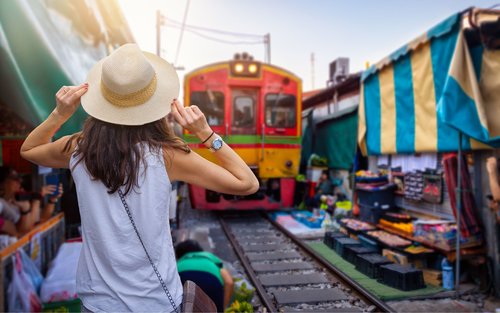 Maeklong Railway Market + Wat Paknam + Ayutthaya World Heritage Site Tour by Panda Bus (MPLEB)