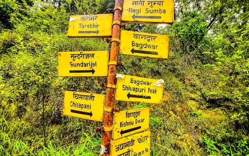 Signage going up Kathmandu hiking