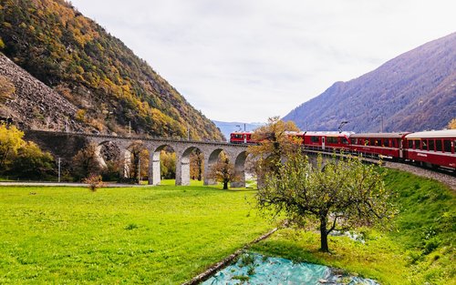 Bernina Red Train and St. Moritz one-day tour from Milan