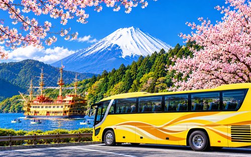 Spacious luxury bus: Mt.Fuji 5th.St & Gotemba&Hakone Trip fromTokyo