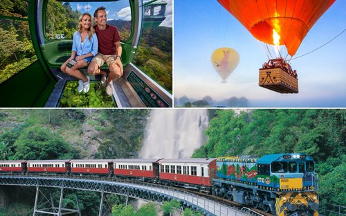 Passeio de Balão de Ar Quente, Skyrail e Experiência Ferroviária de Kuranda em Cairns