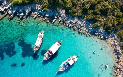 Bodrum: Paglilibot sa Orak Island, German Bay at Red Bay gamit ang Bangka kasama ang Pananghalian
