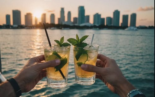 Miami skyline sunset cruise tour with mojito bar