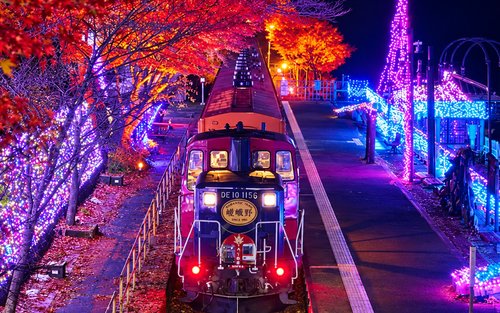 Pengalaman Naik Perahu Sungai Hozugawa Kyoto dan Kereta Api Sagano Menikmati Daun Maple Malam Hari