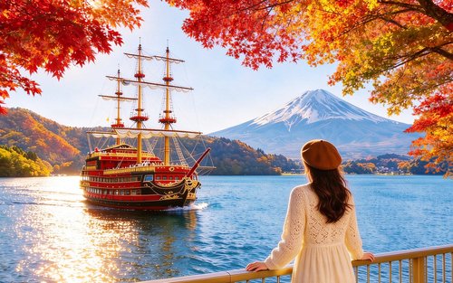 Mt. Fuji & Hakone - Lake Ashi Floating Torii & Hakone Shrine & Hakone Pirate Ship & Hakone Ropeway & Owakudani & Lake Yamanaka & Oshino Hakkai 1-Day Tour: Land, Sea and Air Panoramic Tour, Departing from Tokyo
