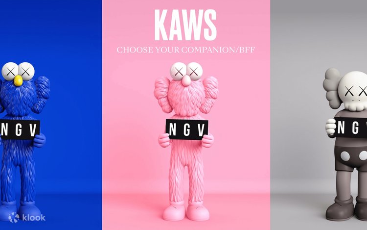 絵画+タペストリー KAWS x NGV BFF Exhibition Poster Blue Kaws | BFF BLUE MOMA EXCLUSIVE - Dope! Gallery