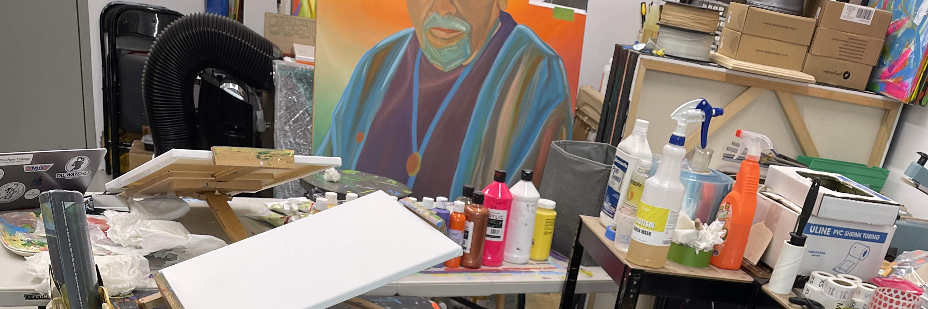 Abstract Painting with Palette Knives in New York