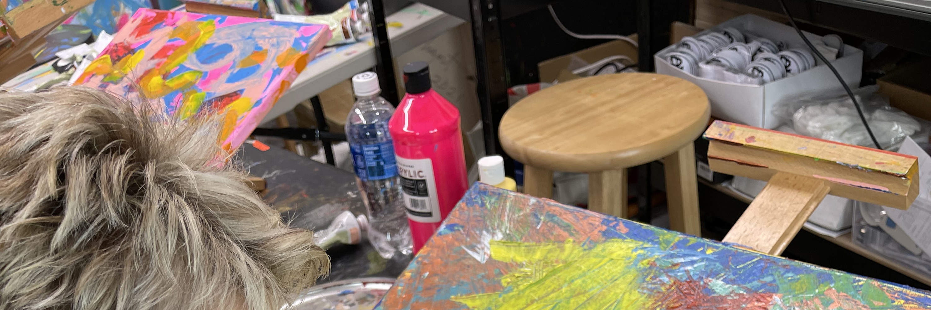 Abstract Painting with Palette Knives in New York