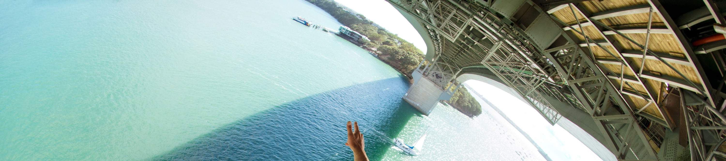 người đàn ông nhảy bungy cầu Auckland Bungy